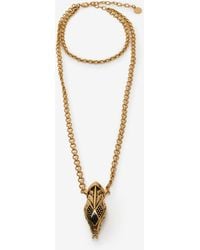 Roberto Cavalli - Collana Oro Anticato E Nero Con Testa Di Serpente - Lyst