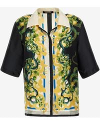 Roberto Cavalli - Short-Sleeve Lemon Snake Shirt - Lyst