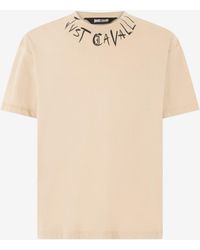 Roberto Cavalli - Distressed Crew-Neck T-Shirt With Logo - Lyst