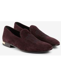 Roberto Cavalli Rc Monogram Crest-embroidered Suede Loafers - Brown
