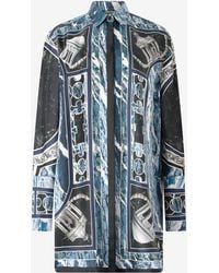 Roberto Cavalli - Short Silk Dress With Marble Print - Lyst
