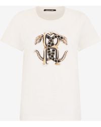 Roberto Cavalli - Ivory T-Shirt With Logo - Lyst