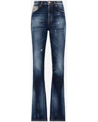Roberto Cavalli Animalier Patchwork-print Appliqué Straight-leg Jeans - Blue