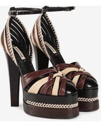 Roberto Cavalli - Snakeskin-Effect Braided Platform Sandals - Lyst