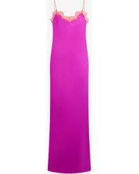 Roberto Cavalli - Fuchsia Silk Maxi Slip Dress - Lyst