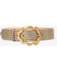 Roberto Cavalli - Ivory Belt With Cobra Print And Snake Buckle - Lyst