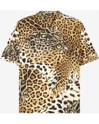 Roberto Cavalli - Cotton T-Shirt With Leopard Print - Lyst