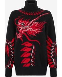 Roberto Cavalli - Long Sweater With Pattern And Dragon - Lyst