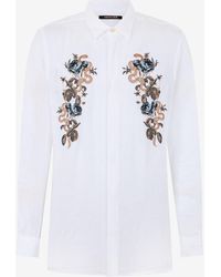Roberto Cavalli - Camicia Bianca Ricamata - Lyst