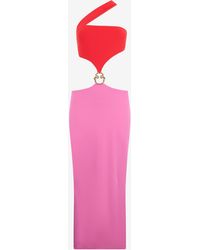 Roberto Cavalli - Long Asymmetric Dress With Jewel Detail - Lyst