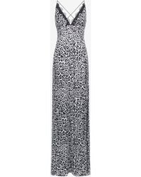 Roberto Cavalli - Leopard Printed Slip Dress - Lyst