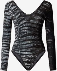 Roberto Cavalli - Bodysuit With Zebra And Tiger Skin Design - Lyst