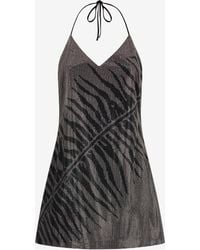 Roberto Cavalli - Mini Dress With Tigress Print - Lyst