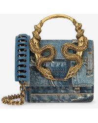 Roberto Cavalli - Denim Patchwork Print Serpentine Bag - Lyst