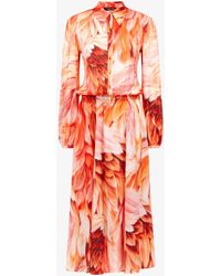 Roberto Cavalli - Long Dress Plumage Print - Lyst