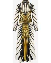 Roberto Cavalli - Ray Of Print Silk Midi Dress - Lyst