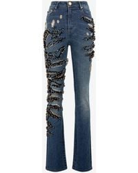 Roberto Cavalli Crystal-embellished Bootcut Jeans - Blue