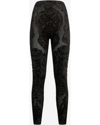 Roberto Cavalli - Devoré Chenille Leggings With Ornamental Print - Lyst