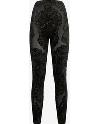 Roberto Cavalli - Devoré Chenille Leggings With Ornamental Print - Lyst