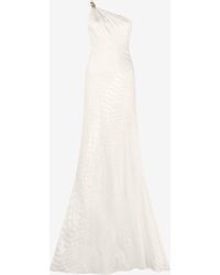 Roberto Cavalli - One-Shoulder Dress With Serpentine Print - Lyst