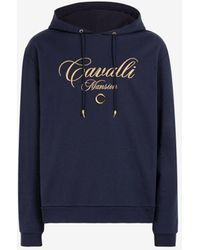 Roberto Cavalli - Logo-embroidered Cotton Hoodie - Lyst