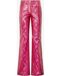 Roberto Cavalli - Shiny Python-Print Pants - Lyst