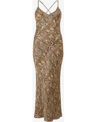 Roberto Cavalli - Vestido De Seda Con Estampado Jaguar, Cheetah Y Leopard - Lyst