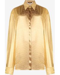 Roberto Cavalli - Golden Silk Shirt With Serpentine Print - Lyst