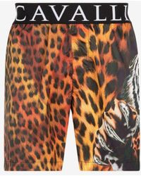 Roberto Cavalli Badeshorts mit jaguar- und felix-print - Orange