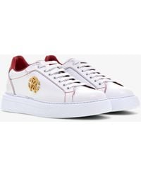 Roberto Cavalli - Leather Sneakers With Emblem - Lyst