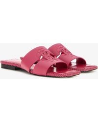 Roberto Cavalli - Leather Slide With Monogram Rc - Lyst