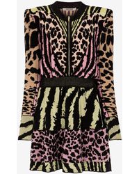 Roberto Cavalli - Leopard And Freedom-jacquard Mini Dress - Lyst