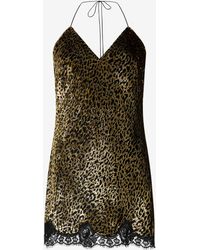 Roberto Cavalli - Macro Leopard Print Silk Slip Dress - Lyst