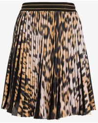 Roberto Cavalli - Leopard-print Pleat-panel Skirt - Lyst