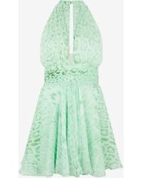 Roberto Cavalli - Jaguar Mint Print Silk Mini Dress - Lyst
