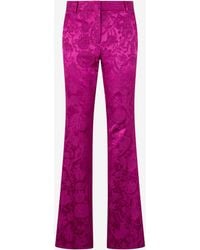 Roberto Cavalli - Brocade Flared Trousers With Jacquard Florentine Flowers Motif - Lyst