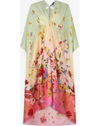 Roberto Cavalli - Silk Kaftan With Miami Flowers Print - Lyst