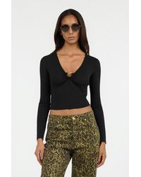 Roberto Cavalli - Lurex Crop Top With Ring Detail - Lyst