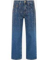 Roberto Cavalli - Denim Culotte Jeans With Rhinestones - Lyst