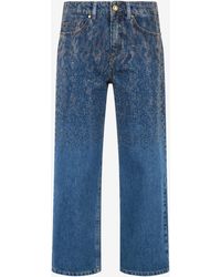 Roberto Cavalli - Denim Culotte Jeans With Rhinestones - Lyst