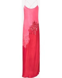 Roberto Cavalli - Long Dress With Perforated Rose Pattern - Lyst