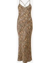 Roberto Cavalli - Silk Dress With Jaguar, Cheetah And Leopard Print - Lyst