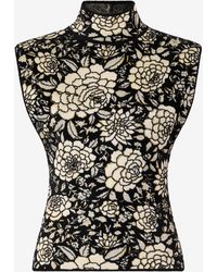 Roberto Cavalli - Knitted Top With Jacquard Floral Pattern - Lyst