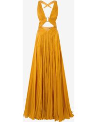 Roberto Cavalli - Extralanges Kleid Aus Reiner Seide - Lyst