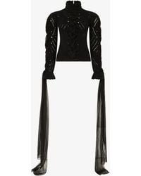 Roberto Cavalli - Cropped Braided Knit Top With High Neck - Lyst