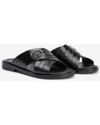 Roberto Cavalli - Crocodile-Effect Leather Sandals - Lyst