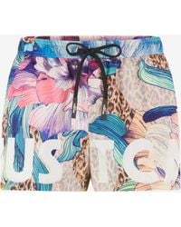 Roberto Cavalli - Swim Shorts With Floral And Jaguar Skin Print - Lyst