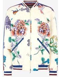 Roberto Cavalli - Bomber Jacket With Dragon, Flowers And Butterflies - Lyst