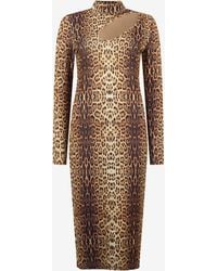 Roberto Cavalli - Leopard Print Midi Dress - Lyst