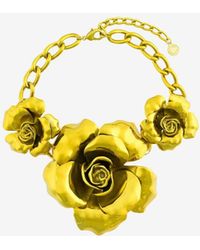 Roberto Cavalli Metallic Flower Necklace - Yellow